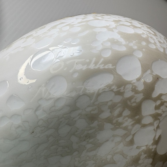 Oiva Toikka White Speckled Willow ArtGlass Bird Finland Nuutajarvi Signed/Label - Picture 11 of 12